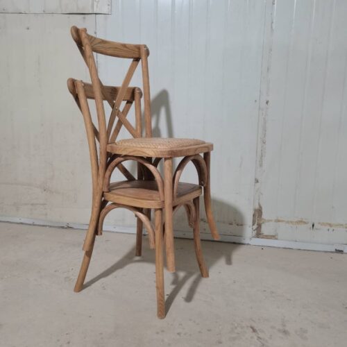 SALE: Crossback chair made of wood with rattan seat