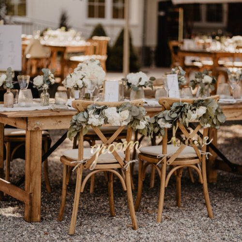 Crossback wooden chair with wooden seat