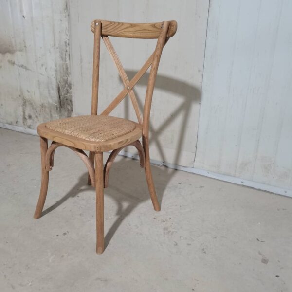 ABVERKAUF: Crossback Stuhl aus Holz mit Rattan-Sitz – Bild 3