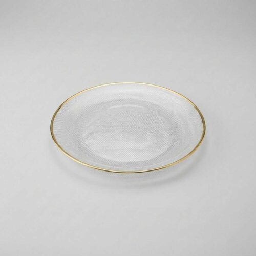 Brotteller aus Glas marmoriert mit Goldrand ⌀ 15,5 cm