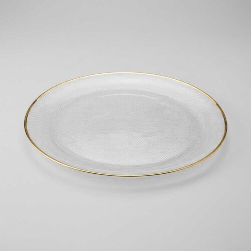 Platzteller aus Glas mit Goldrand & Relief ⌀ 33 cm