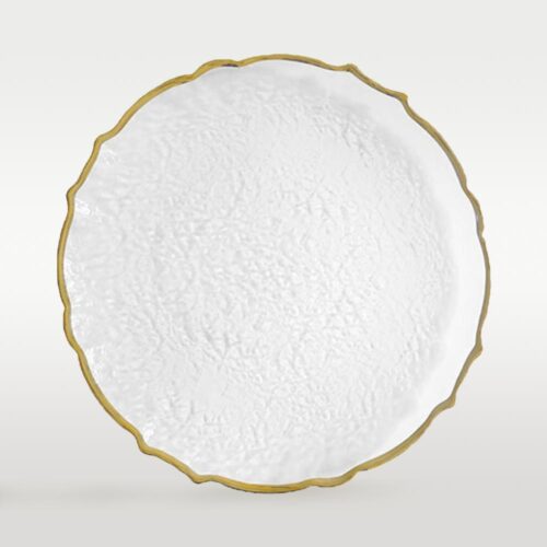 Glass placemat with ornate curved gold rim ⌀33cm