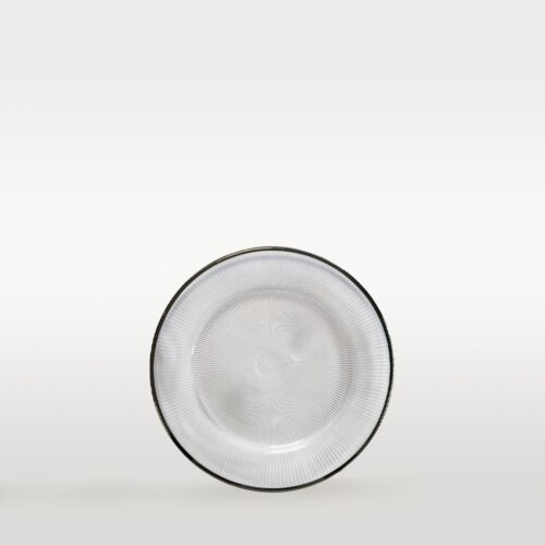 Brotteller aus Glas mit silbernen Rand geriffelt ⌀ 16,5cm