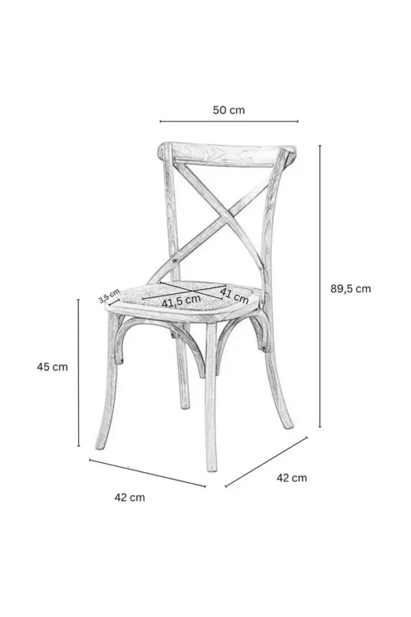 Crossback Stuhl aus Holz mit Rattan-Sitz – Bild 4