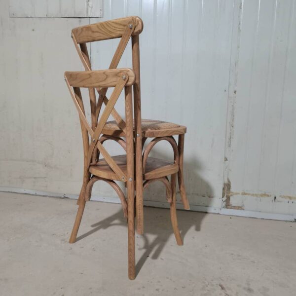 Crossback Stuhl aus Holz mit Holzsitz – Bild 8