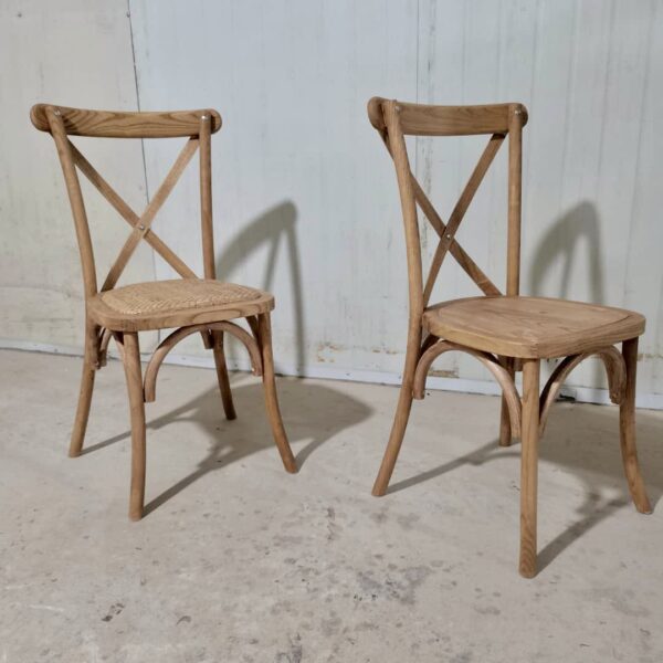 Crossback Stuhl aus Holz mit Holzsitz – Bild 14