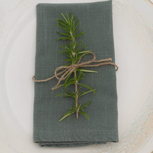 Linen napkins in eucalyptus green 50x50cm