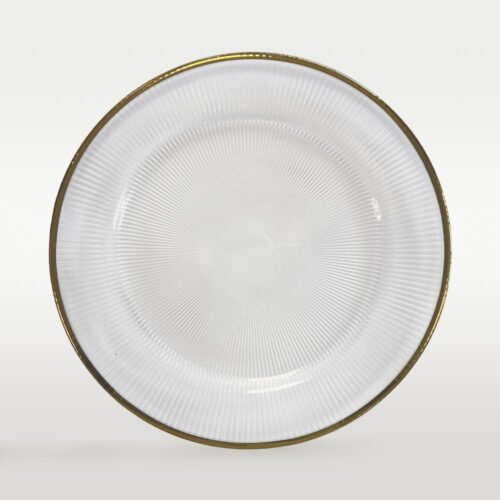 Platzteller aus Glas mit goldenen Rand geriffelt ⌀ 31,2cm
