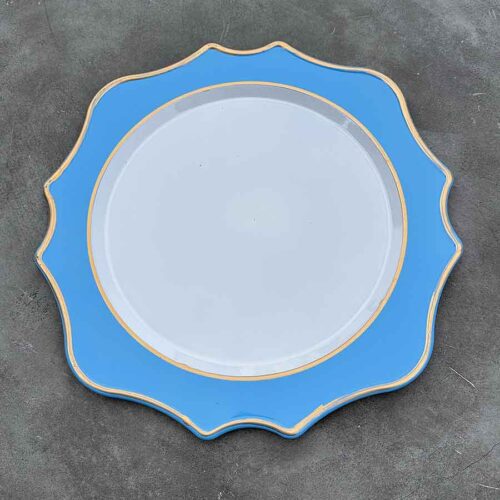 Sunflower Dusty Blue" place mat with gold rim ⌀ 34.5 cm