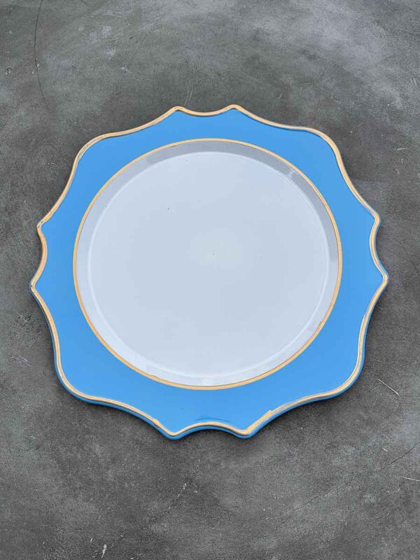 Platzteller "Sunflower Dusty Blue" mit goldrand ⌀ 34,5 cm