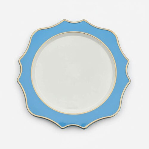 Platzteller "Sunflower Dusty Blue" mit goldrand ⌀ 34,5 cm