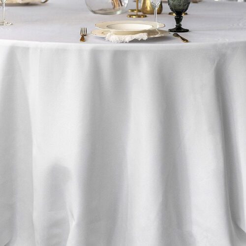 Sale: Used tablecloth in white | ⌀ 330 cm