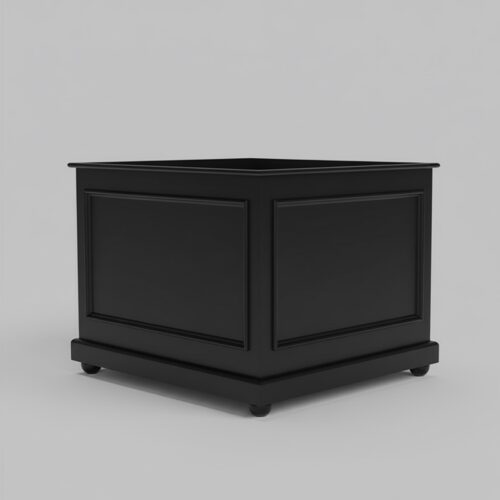 Mobile Bar-Säule Stage für Champagnertower / Torte schwarz rechteckig mit Rollen 100x100x80cm